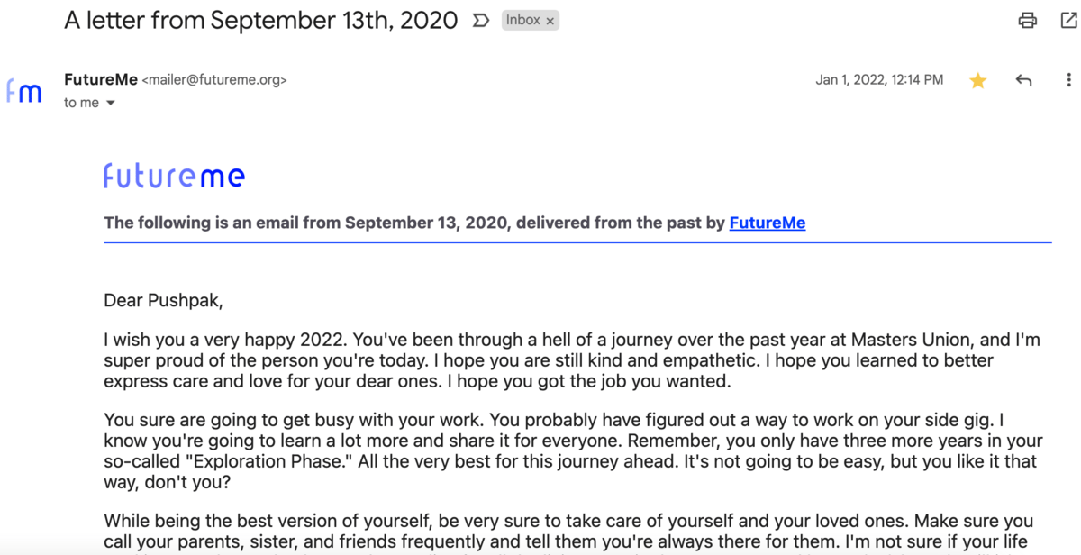 FutureMe letter